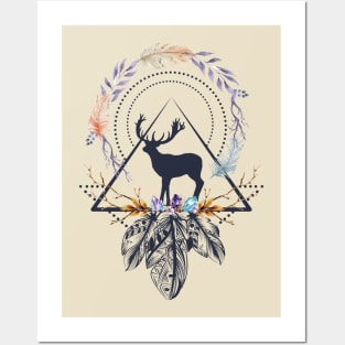 Deer Boho Abstract 2 Posters and Art